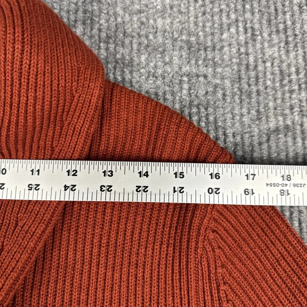 Banana Republic Cardigan Mens M Orange Ribbed Organic Cotton Shawl Collar Preppy